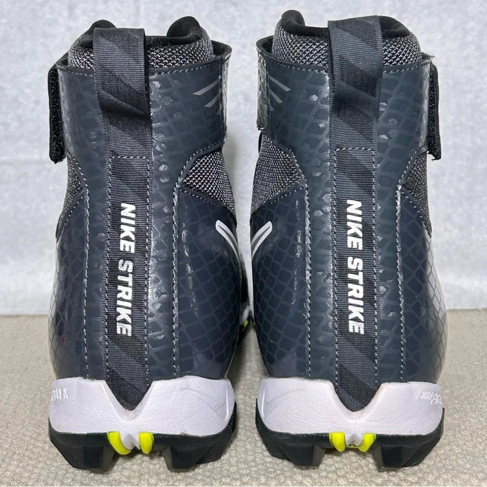 Nike Strike Shark Mens Black/White/Grey Hi-Top Football Cleats Shoes SZ 10